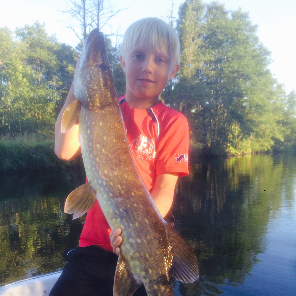 Unge August Antonsson med ny gädda