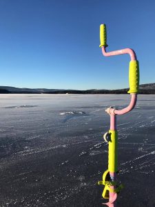 Det rosa boret klart på Storsjøen i Odalen den 15 januar 2017.