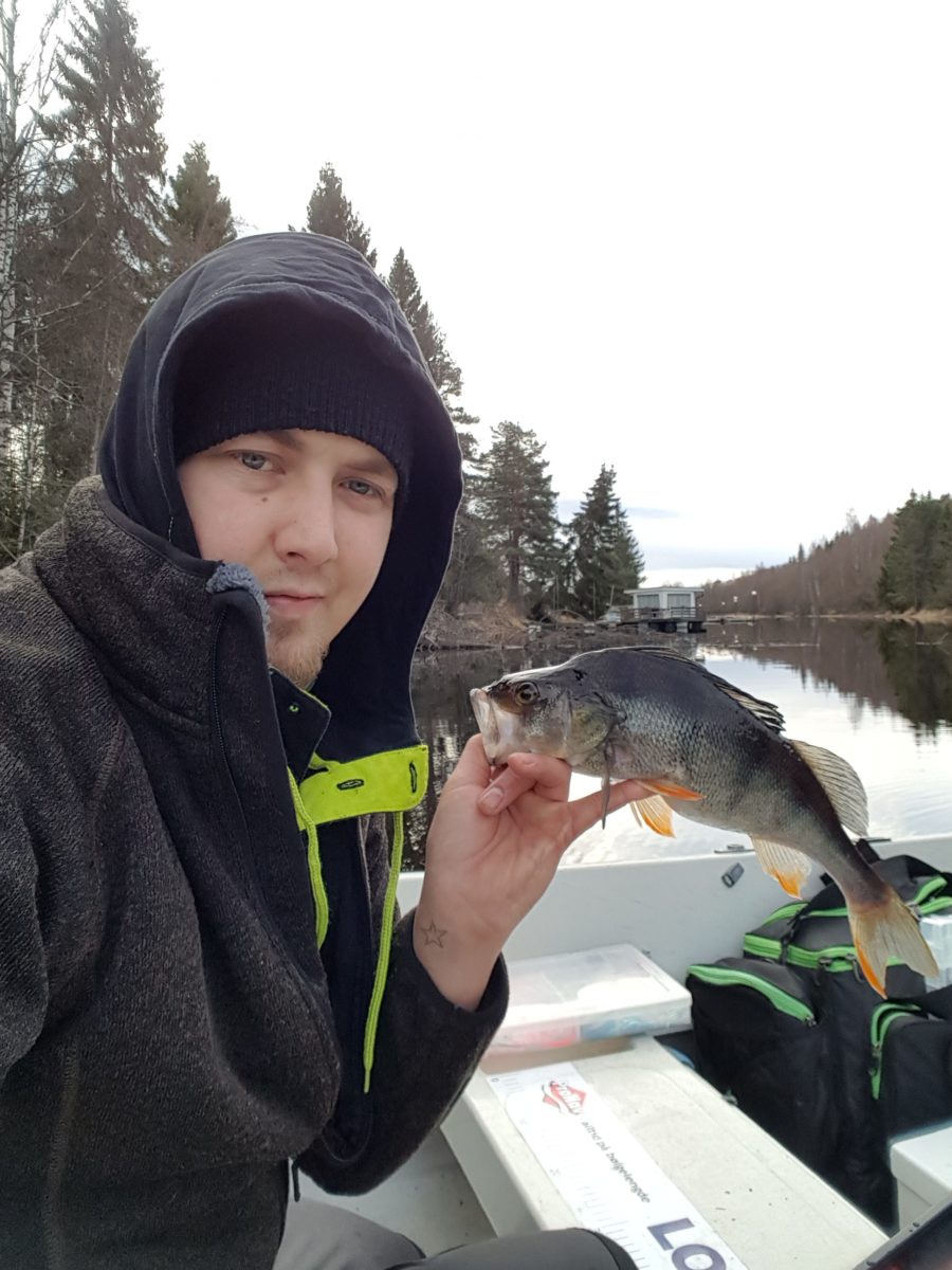 Aleksander Nafstad med årets første abbor innmelding.